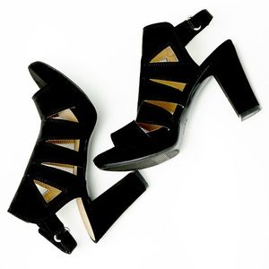 NATURALIZER Etta Black Faux Suede Slingback Platform Comfort Heels